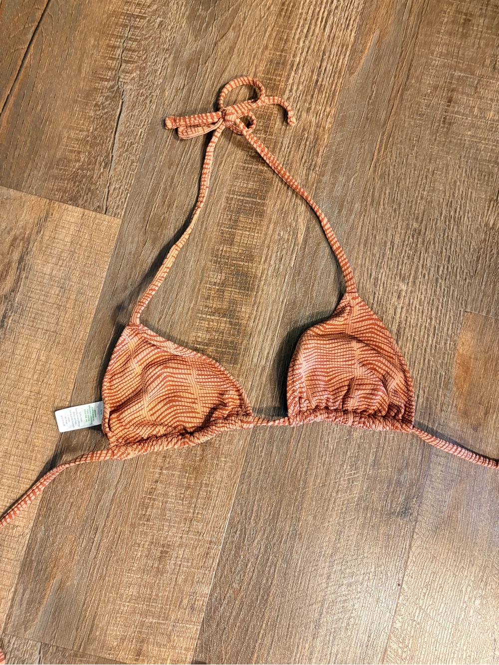 aerie Orange Striped Triangle Bikini Top